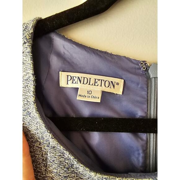 Pendleton Blue tweed silk blend sheath dress sz 10 - Picture 4 of 5